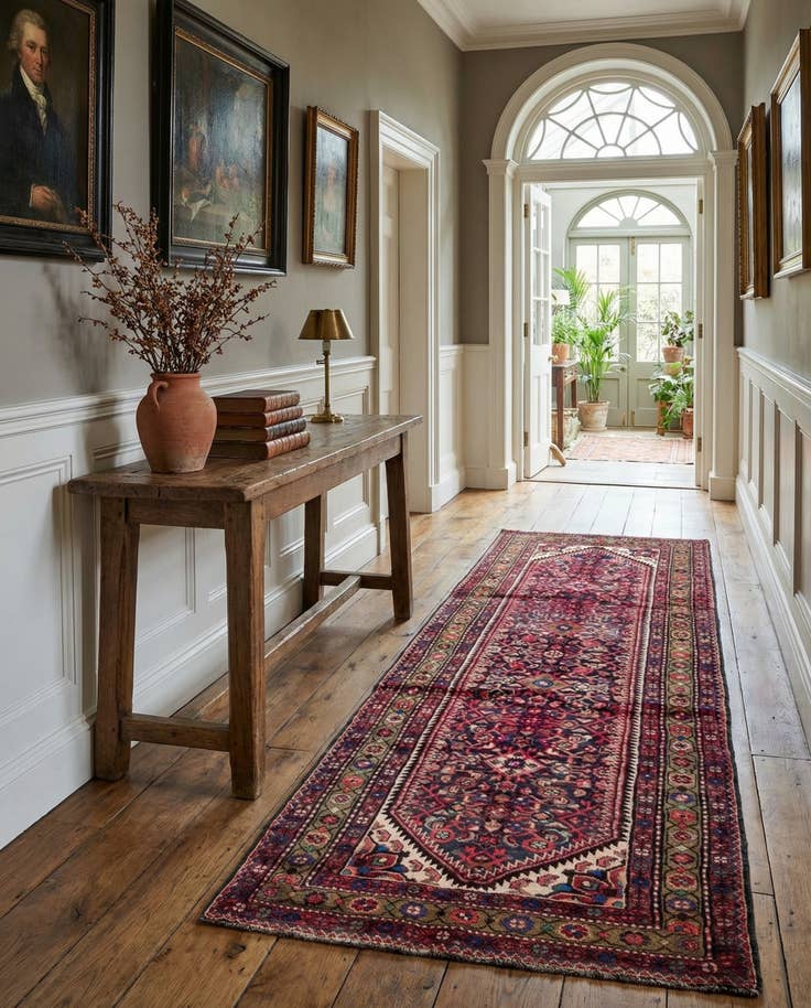 Detail image of 3' 7 x 9' 10 Hand Knotted Hossainabad Persian Wool Runner Rug