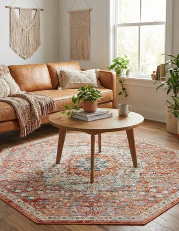 Red Newport Octagon Rug