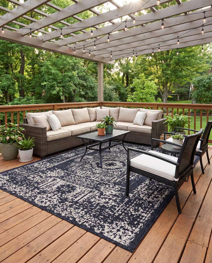9' x 12' Easy-Clean Traditional Indoor / Outdoor Rug