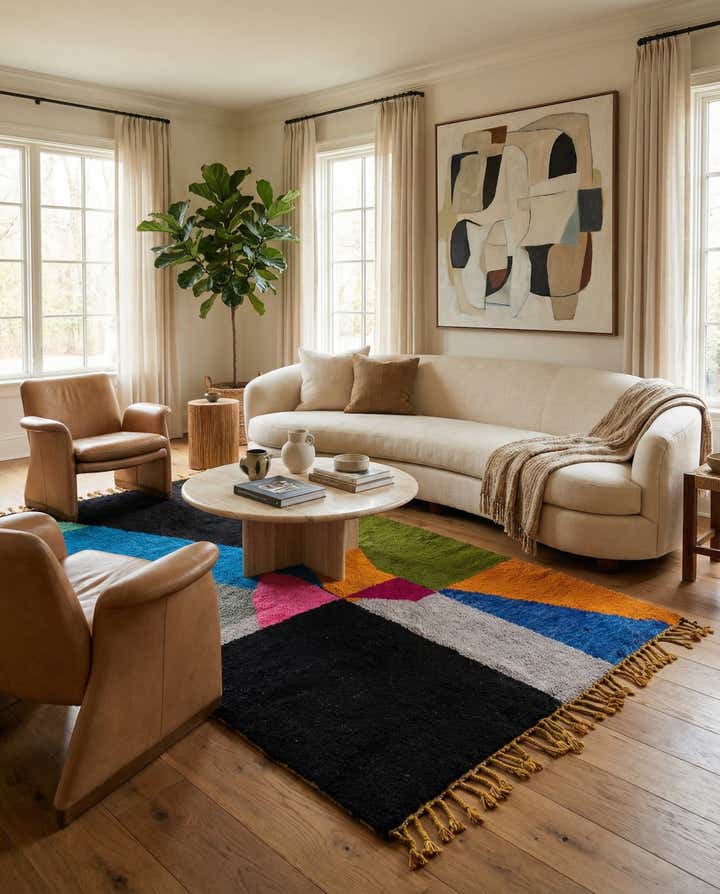 6' 7 x 9' 8 Hand Knotted Moroccan Wool Rug
