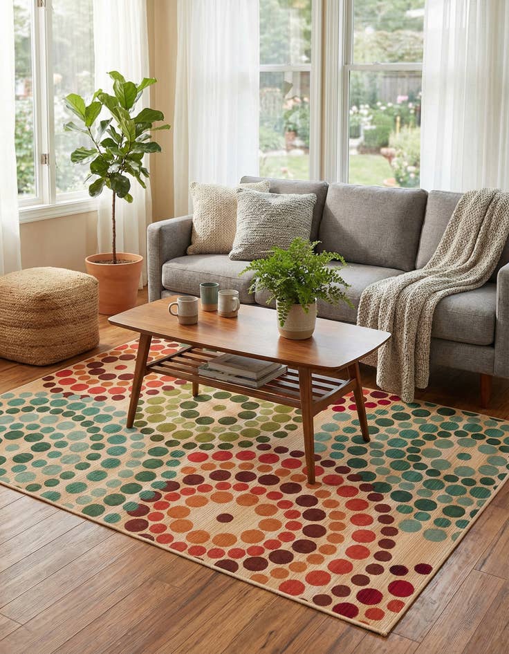 Detail image of 4' x 6'  Washable Modern Indoor / Outdoor Rug