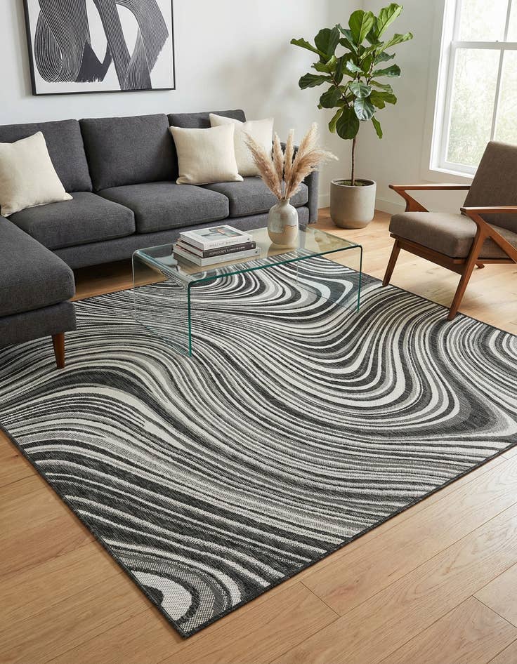 Detail image of 6' x 9'  Washable Modern Indoor / Outdoor Rug