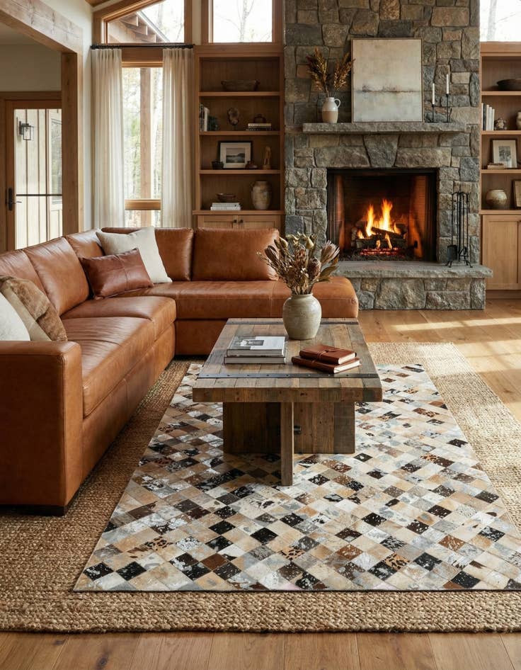 Detail image of  5' 1 x 8' Cowhide - Patchwork Rug