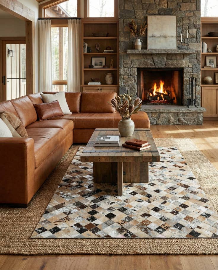 Detail image of 5' 1 x 8' Cowhide - Patchwork Rug