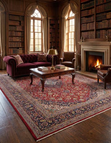 8' 11 x 12' 10 Hand Knotted Kashan Persian Rug