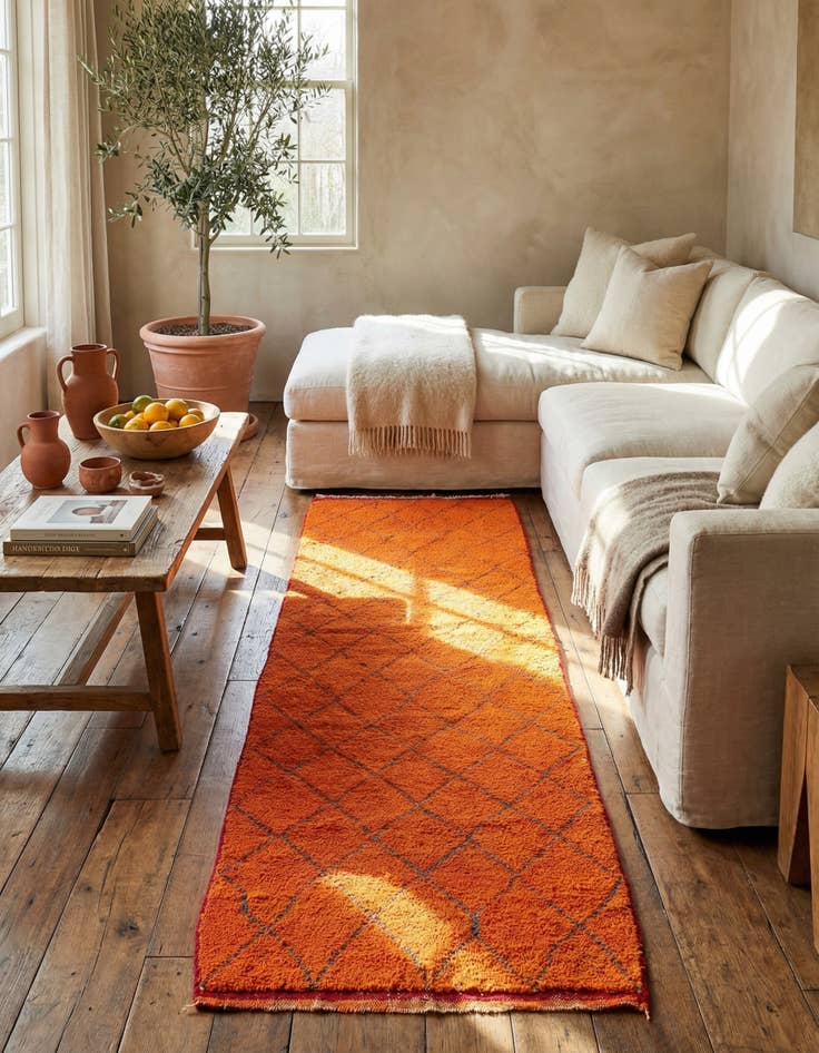 Detail image of 3' 5 x 9' 3  Hand Knotted Moroccan Wool Runner Rug