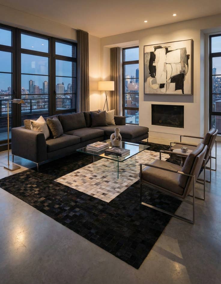 Detail image of 5' x 7' 11 Cowhide - Patchwork Rug