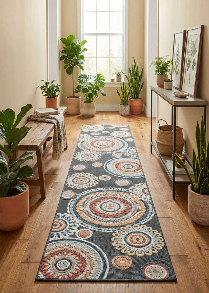 2' 7 x 12' Easy-Clean Botanical Indoor / Outdoor Runner Rug