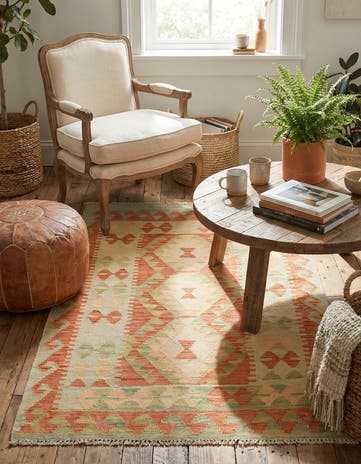 2' 8 x 4' 5 Hand Woven Kilim Waziri Wool Rug