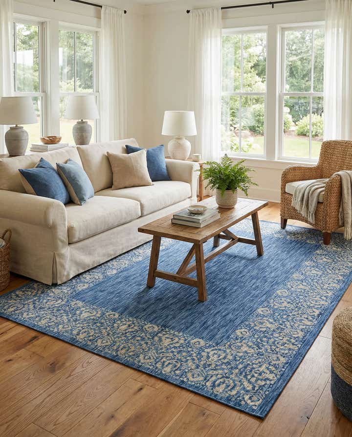 7' x 10' Easy-Clean Border Indoor / Outdoor Rug