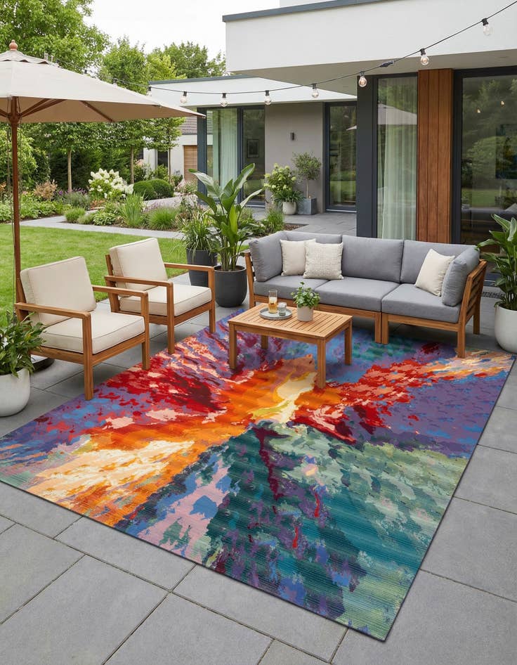 Detail image of 10' x 13'  Washable Modern Indoor / Outdoor Rug