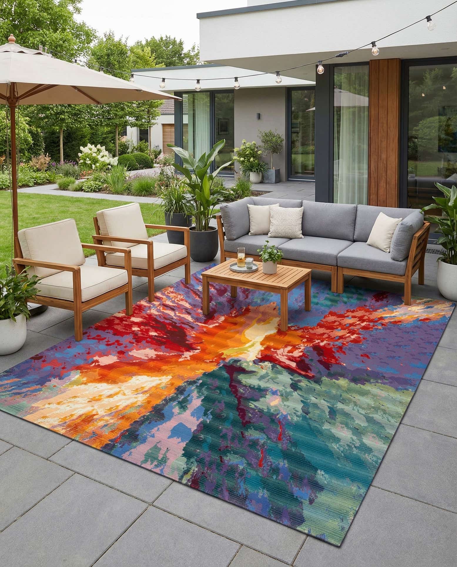 10' x 13' Easy-Clean Modern Indoor / Outdoor Rug