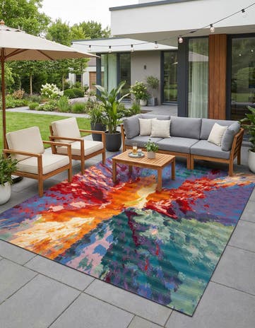 10' x 13' Easy-Clean Modern Indoor / Outdoor Rug