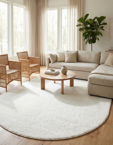 8' x 10' Solid Frieze Oval Rug
