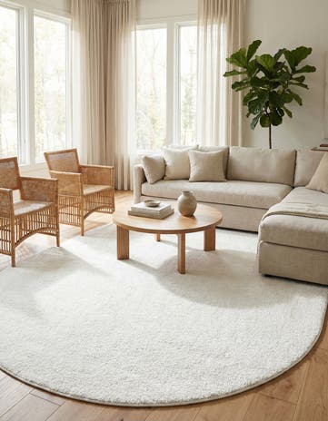 8' x 10' Solid Frieze Oval Rug