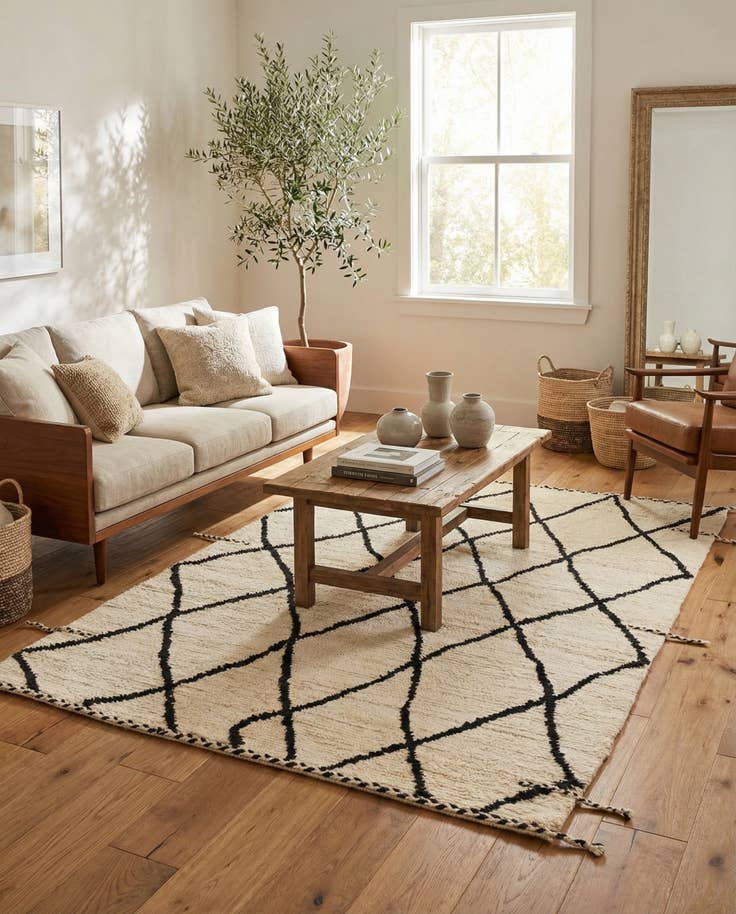 Detail image of 5' 3 x 7' 3 Hand Knotted Moroccan Wool Rug