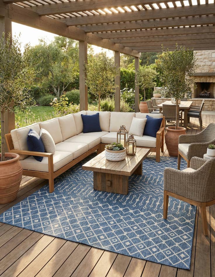 Detail image of 10' x 13'  Washable Trellis Indoor / Outdoor Rug