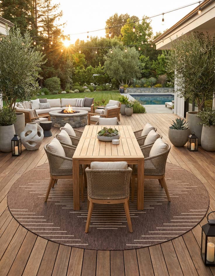 Detail image of 13' x 13' Easy-Clean Modern Indoor / Outdoor Round Rug