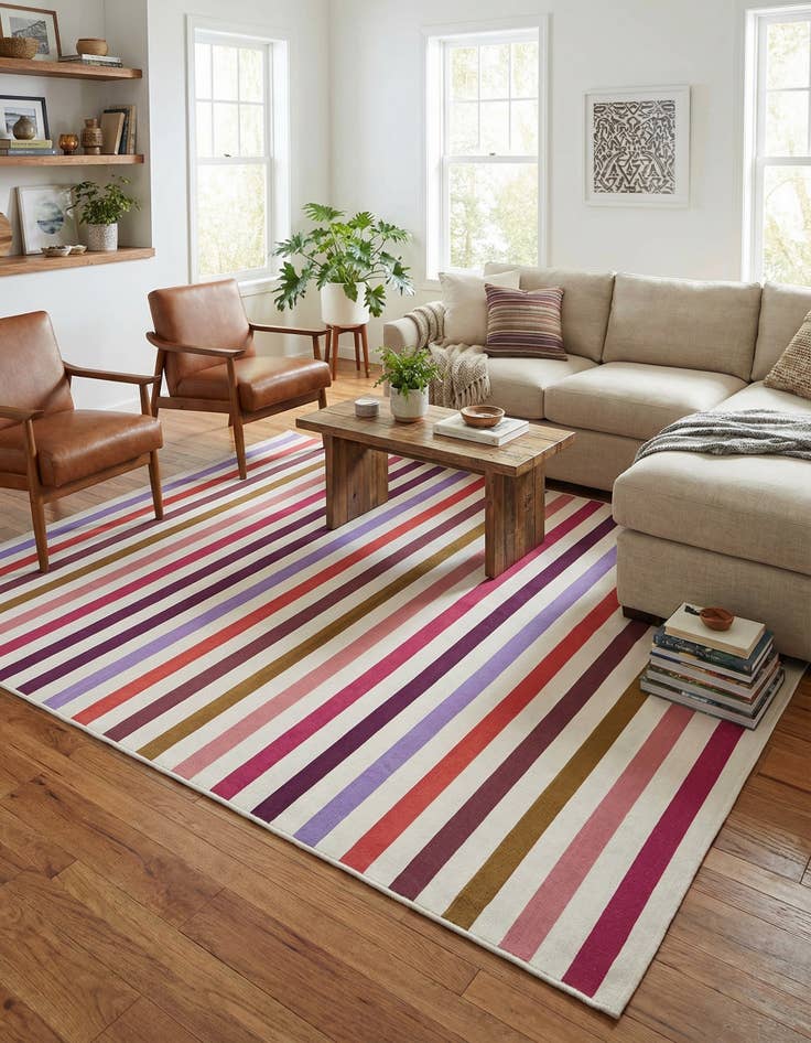 Detail image of 9' x 12'  Washable Striped Indoor / Outdoor Rug