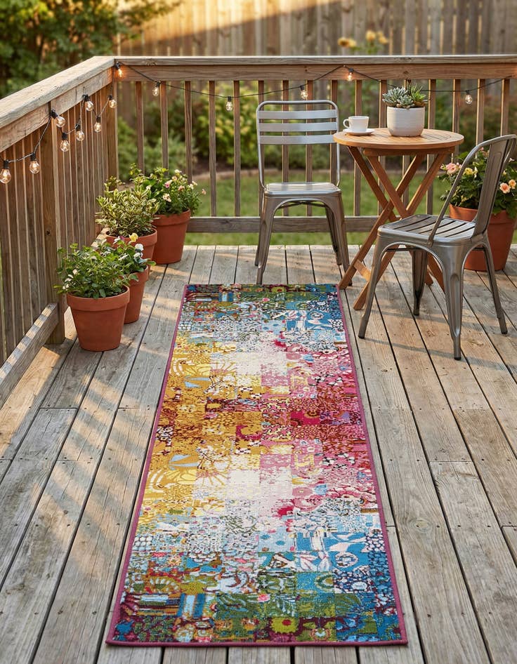 Detail image of 2' x 8'  Washable Modern Indoor / Outdoor Runner Rug