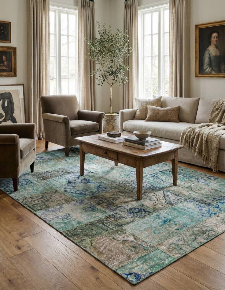 Detail image of 5' 6 x 8' Hand Knotted Ultra Vintage Persian Wool Rug