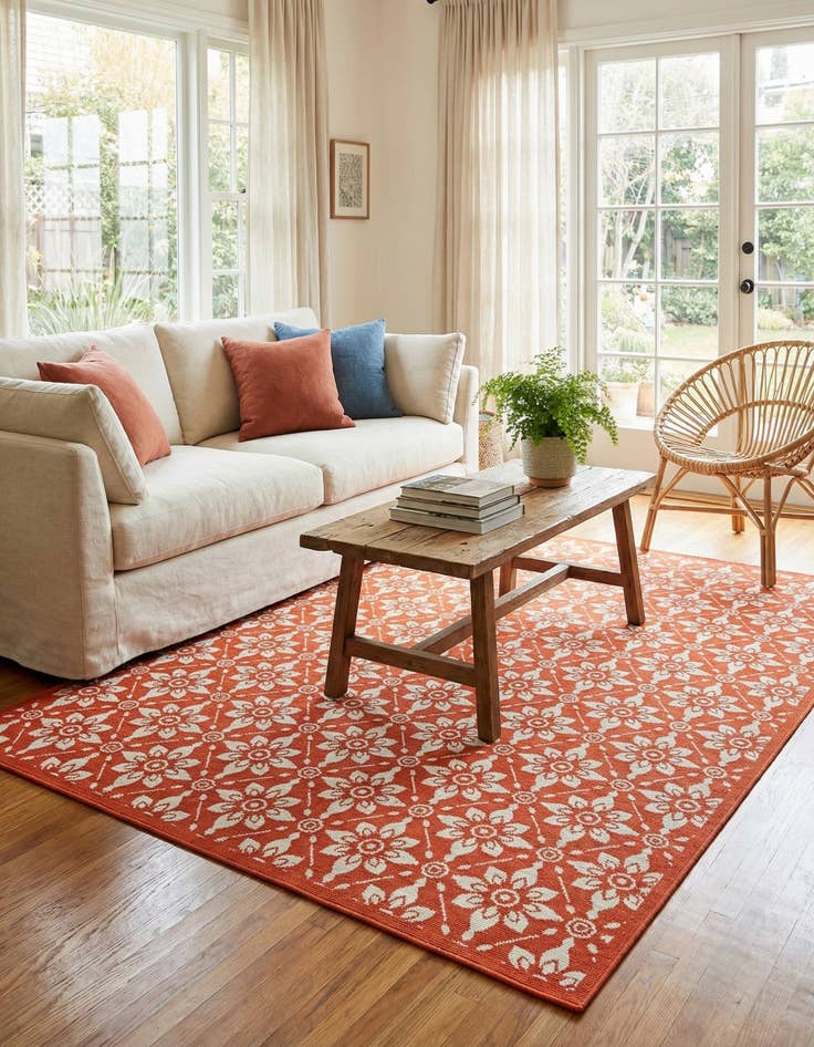 Detail image of 6' x 9'  Washable Trellis Indoor / Outdoor Rug