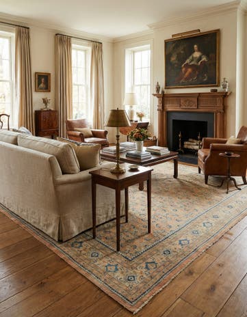 10' x 13' 6 Hand Knotted Farahan Persian Wool Rug