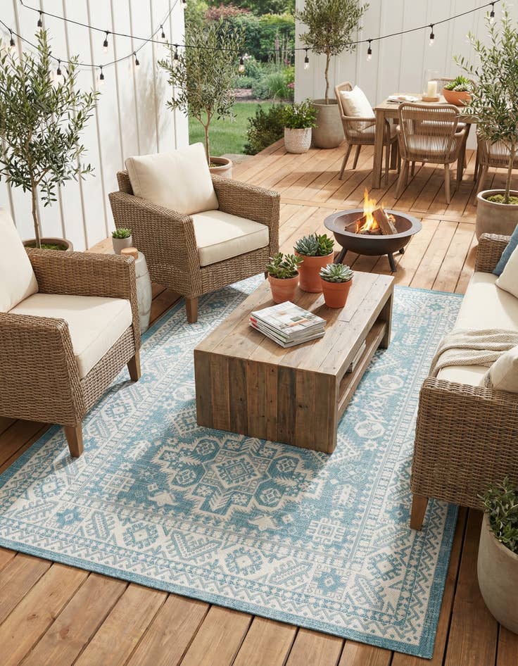 Detail image of  6' x 9'  Washable Aztec Indoor / Outdoor Rug