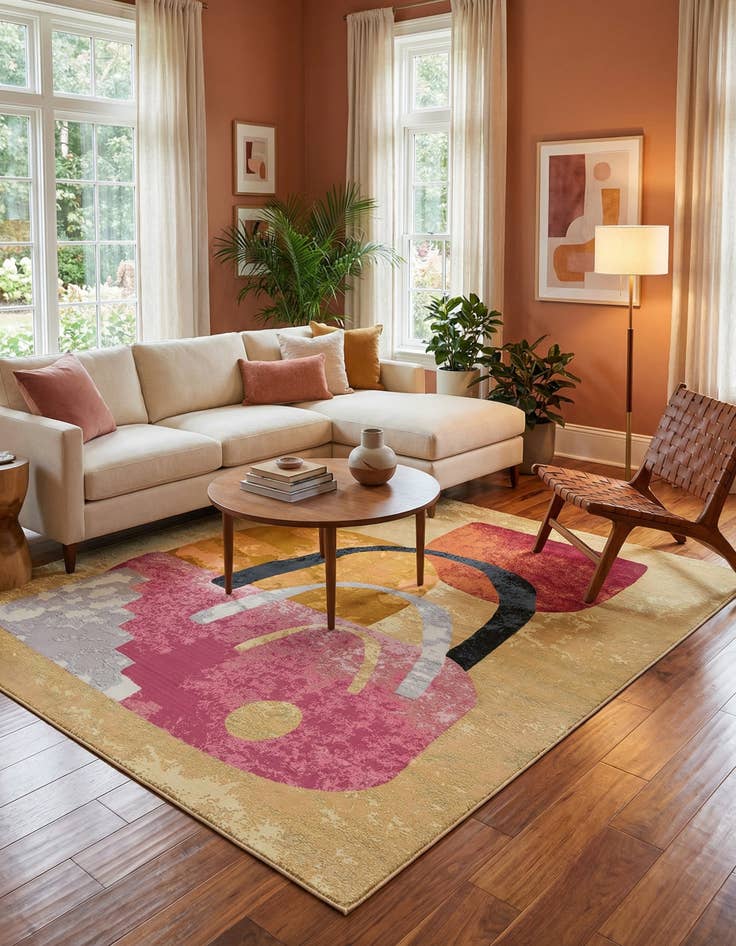 Detail image of 10' x 10'  Washable Modern Indoor / Outdoor Square Rug