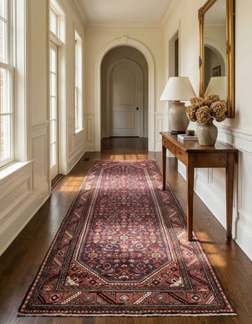 3' 9 x 10' 4 Hand Knotted Hossainabad Persian Wool Runner Rug