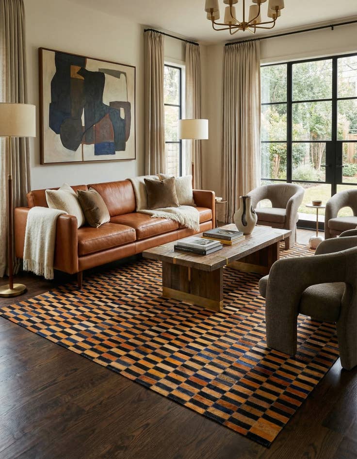 Detail image of  5' 1 x 7' 11 Cowhide - Patchwork Rug