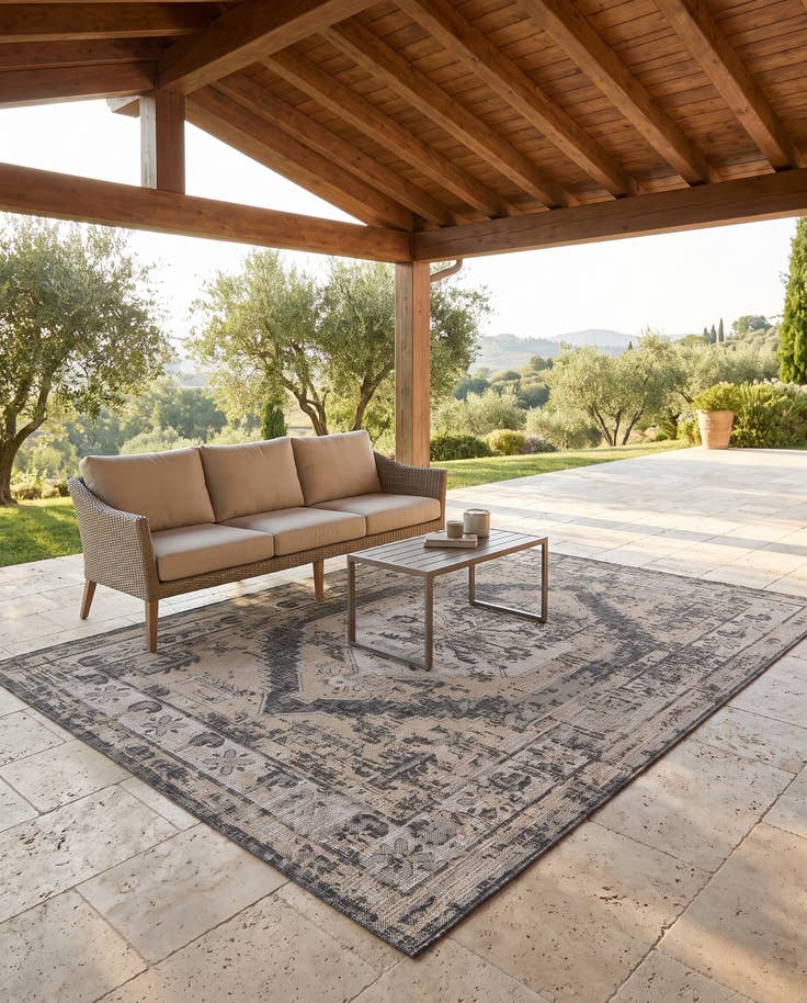 Detail image of 7' x 10' Easy-Clean Traditional Indoor / Outdoor Rug