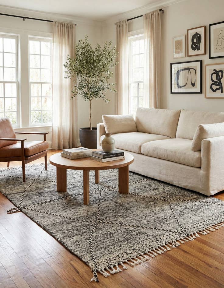 Detail image of 5' 4 x 9' 6  Hand Knotted Moroccan Wool Runner Rug