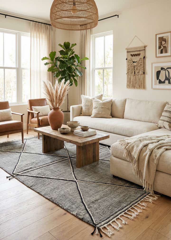 6' 6 x 9' 9 Hand Knotted Moroccan Wool Rug