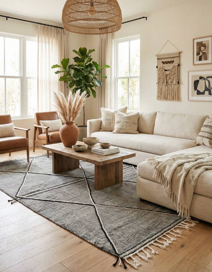 Detail image of 6' 6 x 9' 9  Hand Knotted Moroccan Wool Rug