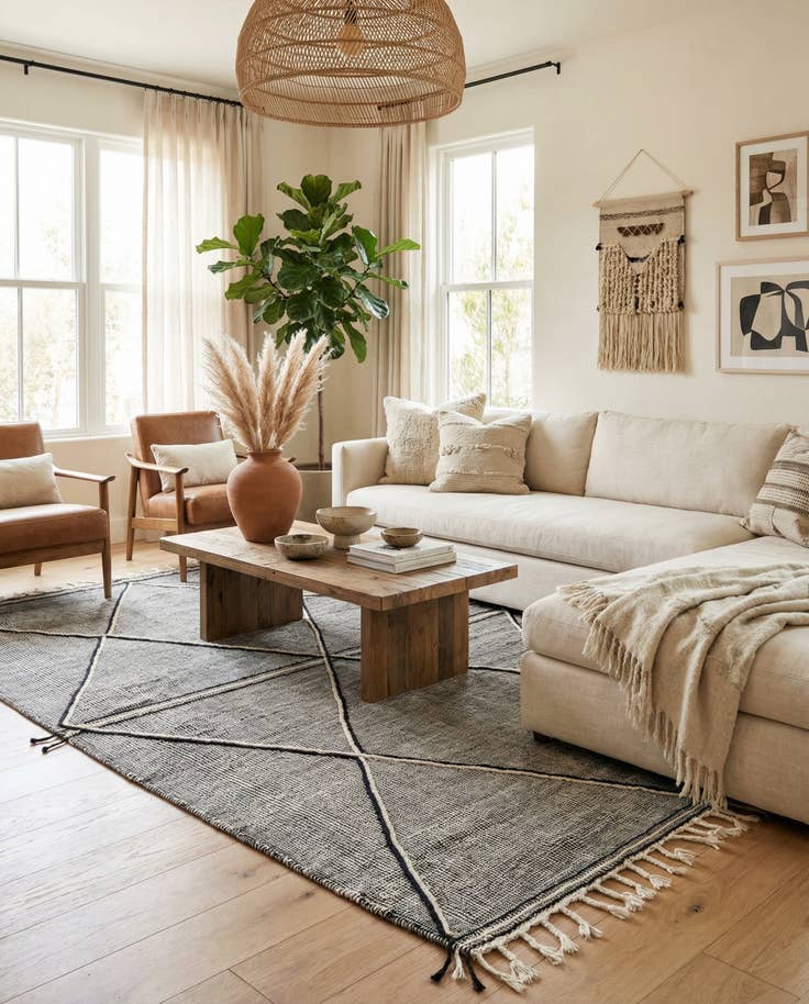 Detail image of 6' 6 x 9' 9 Hand Knotted Moroccan Wool Rug