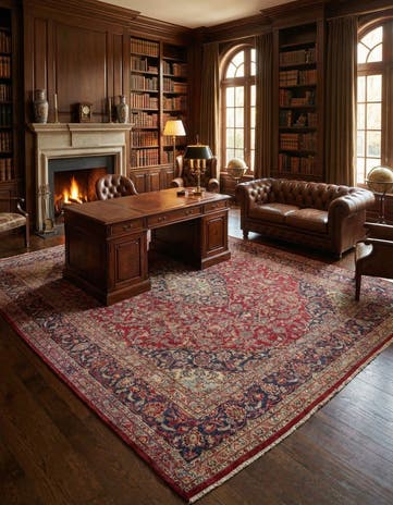 9' 8 x 12' 5 Hand Knotted Mashad Persian Wool Rug