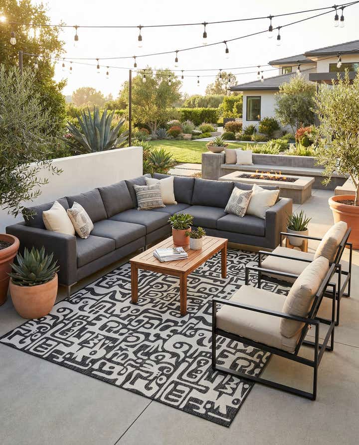 10' x 14' Easy-Clean Modern Indoor / Outdoor Rug