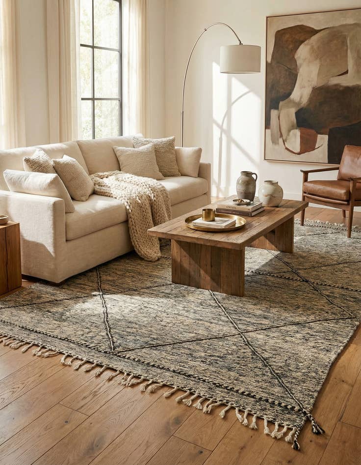 Detail image of  7' x 10' 3  Hand Knotted Moroccan Wool Rug