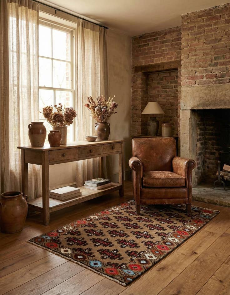 Detail image of 2' 7 x 4' Hamedan Rug