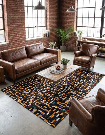 4' 11 x 8' 1 Cowhide - Patchwork Rug