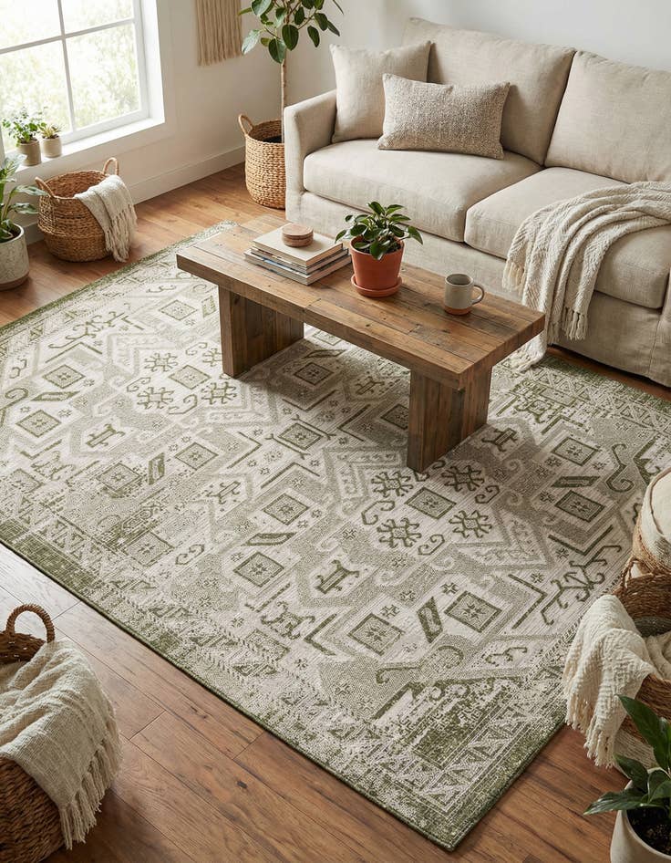 Detail image of 7' x 10'  Washable Aztec Indoor / Outdoor Rug