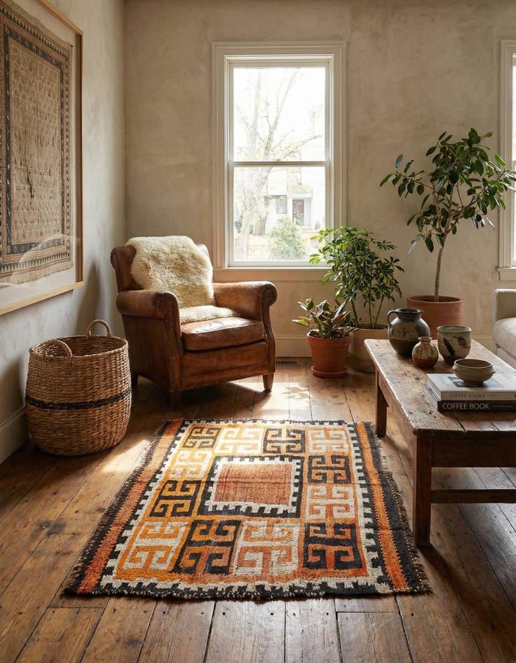 Detail image of 3' 1 x 4' 5  Hand Woven Kilim Fars Wool Rug