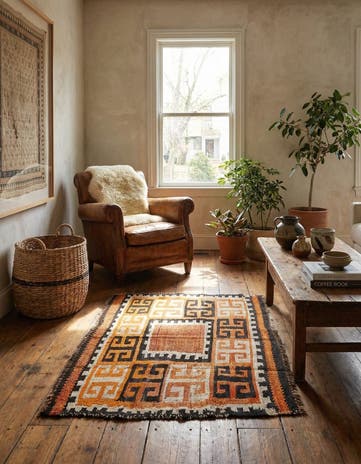 3' 1 x 4' 5 Hand Woven Kilim Fars Wool Rug