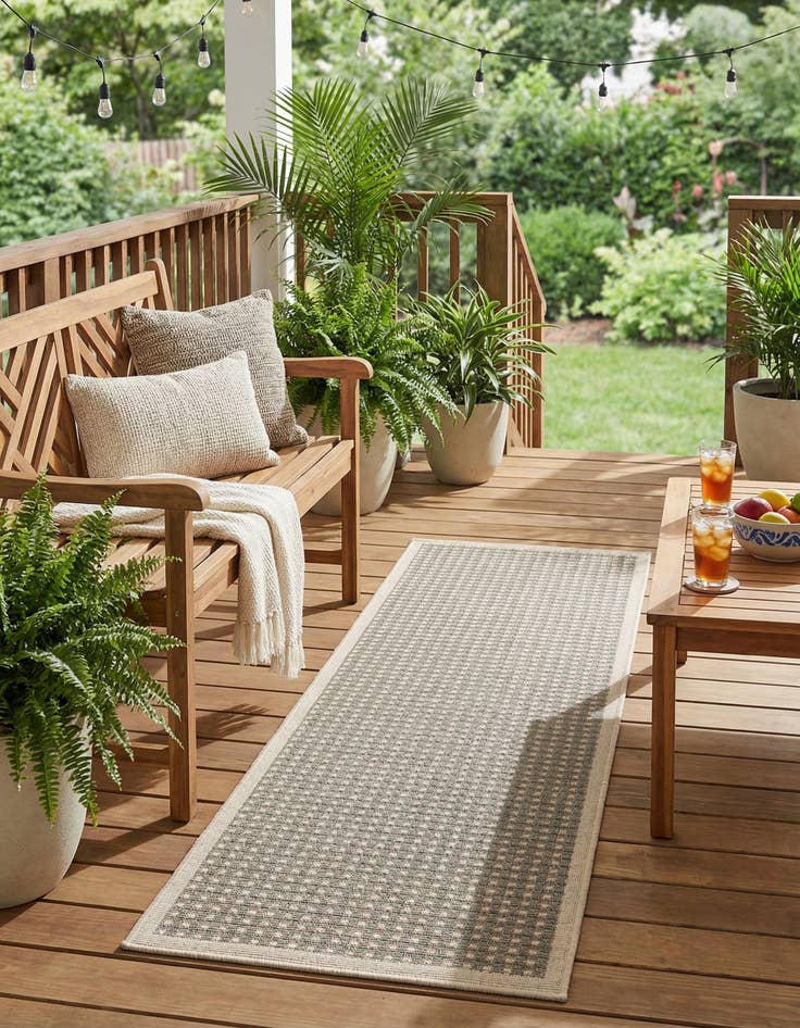 Detail image of 2' x 6'  Washable Border Indoor / Outdoor Runner Rug