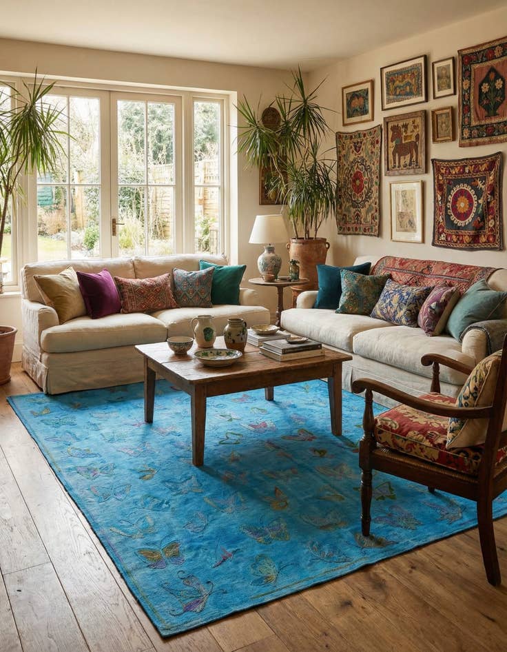 Detail image of 8' 1 x 9' 3  Hand Woven Kilim Suzani Wool Rug