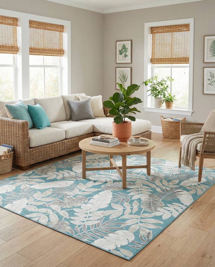 Detail image of 8' 2 x 10' Easy-Clean Botanical Indoor / Outdoor Rug