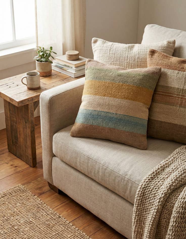 Detail image of 1' 5 x 1' 6  Hand Woven Pillow Wool Square Rug