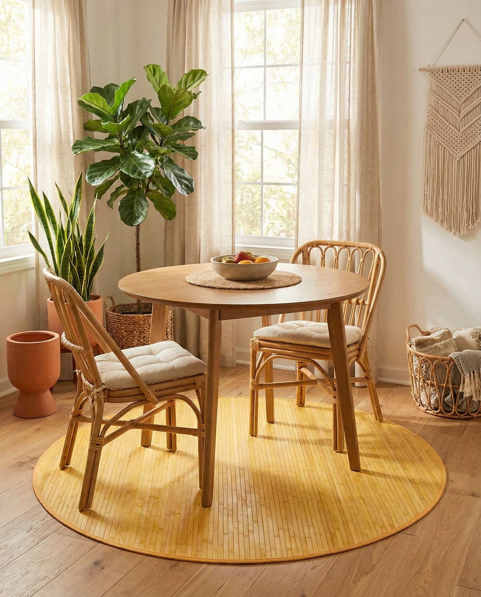160cm x 160cm Bamboo Rond Vloerkleed
