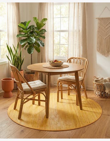 Yellow Bamboo Round Rug